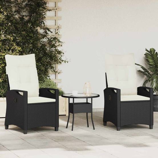Chaise de jardin acier et polyester noir et crème 56 x 60 x 112 cm - PANGIVO - Image 1
