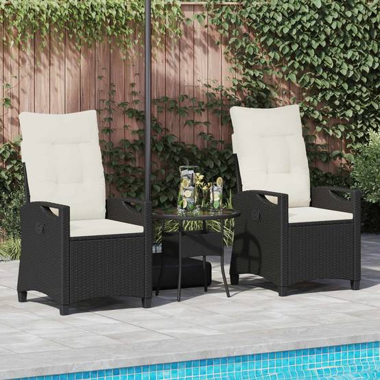 Chaise de jardin acier et polyester noir et crème 56 x 60 x 112 cm - PANGIVO - Image 3