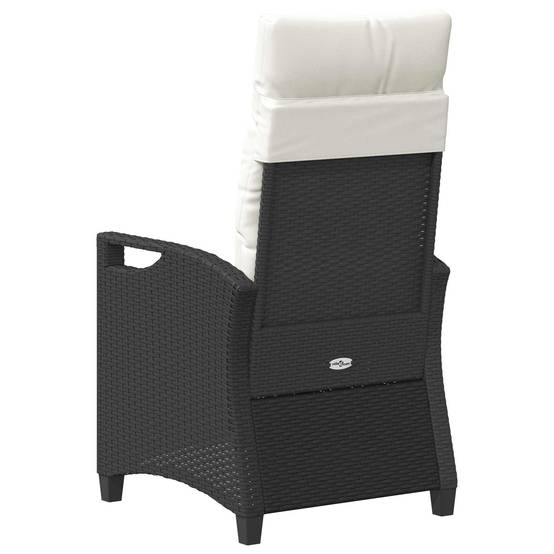 Chaise de jardin acier et polyester noir et crème 56 x 60 x 112 cm - PANGIVO - Image 7