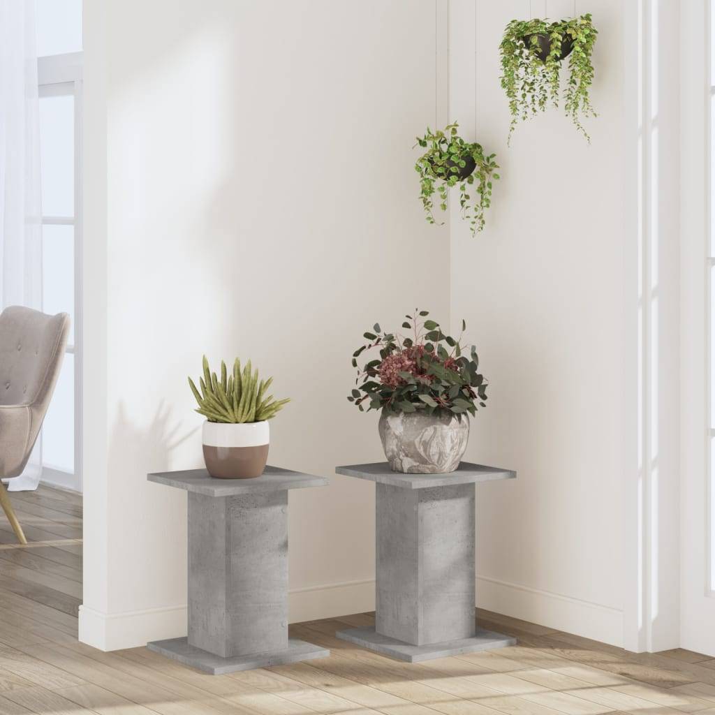 Vidaxl - Supports pour plantes 2 pcs gris béton bois d'ingénierie vidaXL 3307849 - Image 4