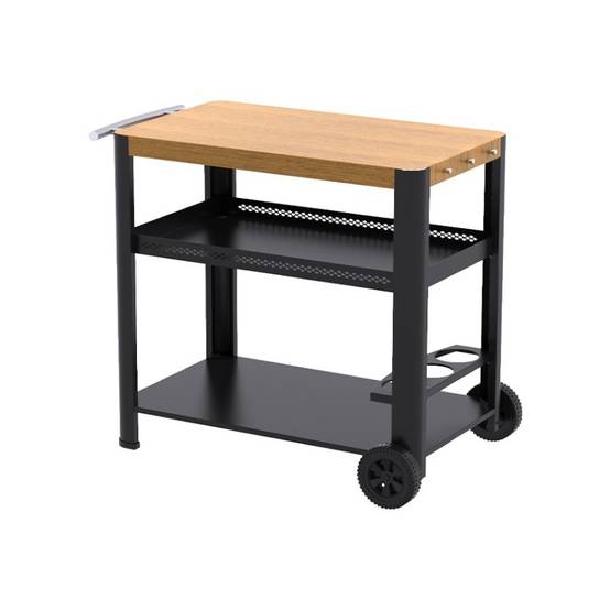 Chariot pour plancha Design Bois - BRASERO - desserte jardin extérieur - Equipements rangements - Plateau 85x50 cm - Noir - Image 1