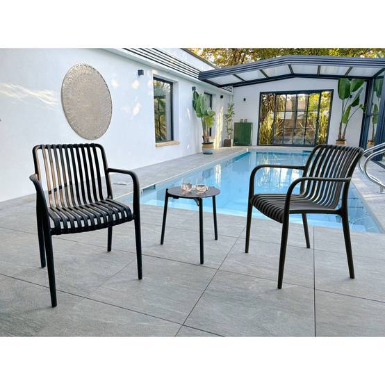 Fauteuil de jardin empilable en Polypropylène - Noir - TIAGO - Image 7