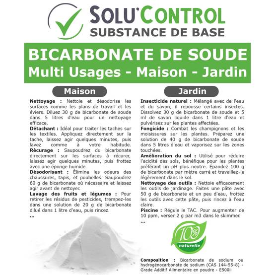 SOLU'CONTROL - 4 Kg de Bicarbonate de Soude Multi Usages, Maison et Jardin, 100% Naturel, Sachet Zip refermable - Image 3