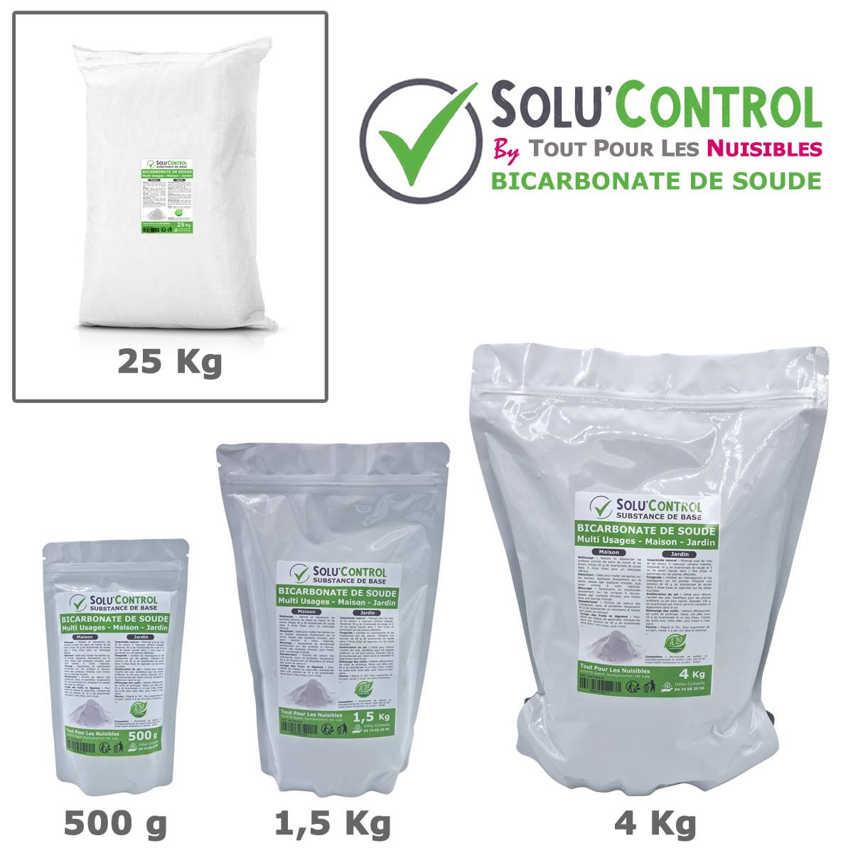SOLU'CONTROL - 4 Kg de Bicarbonate de Soude Multi Usages, Maison et Jardin, 100% Naturel, Sachet Zip refermable - Image 4