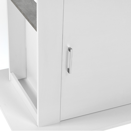 Ilot central UGO 110 cm plateau effet béton et blanc avec rangements - Image 9