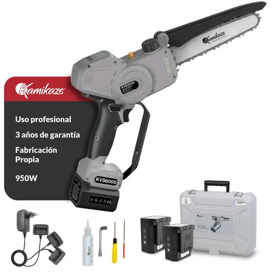 KAMIKAZE KVS6000 Mini tronçonneuse à batterie 21 V, 6" 800 W, scie électrique rechargeable avec 2 batteries 4 Ah et chargeur triple - Image 1