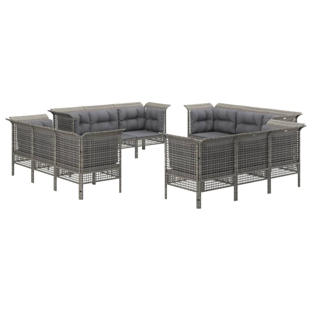 Helloshop26 - Salon de jardin meuble d'extérieur ensemble de mobilier 12 pièces avec coussins gris résine tressée - Image 1