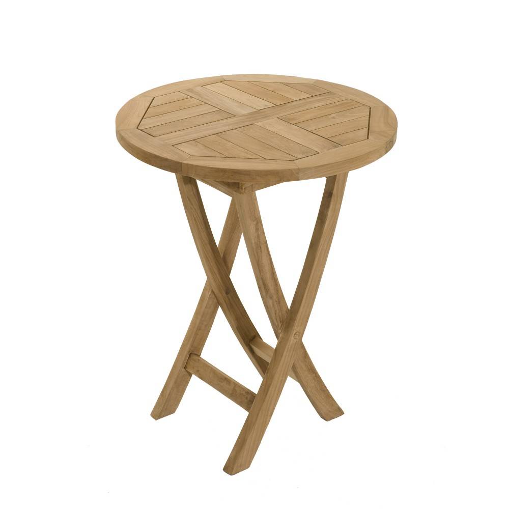 Macabane - FUN - Ensemble de jardin table bois teck pliante 60 cm et 2 chaises - Image 3