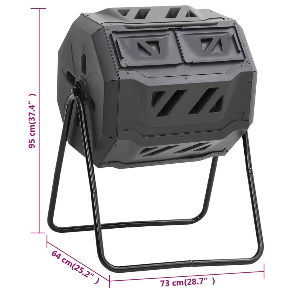 ComfortXL - Composteur rotatif 160L double chambre pour jardinage facile Noir – ComfortXL Outdoor Living - Image 7
