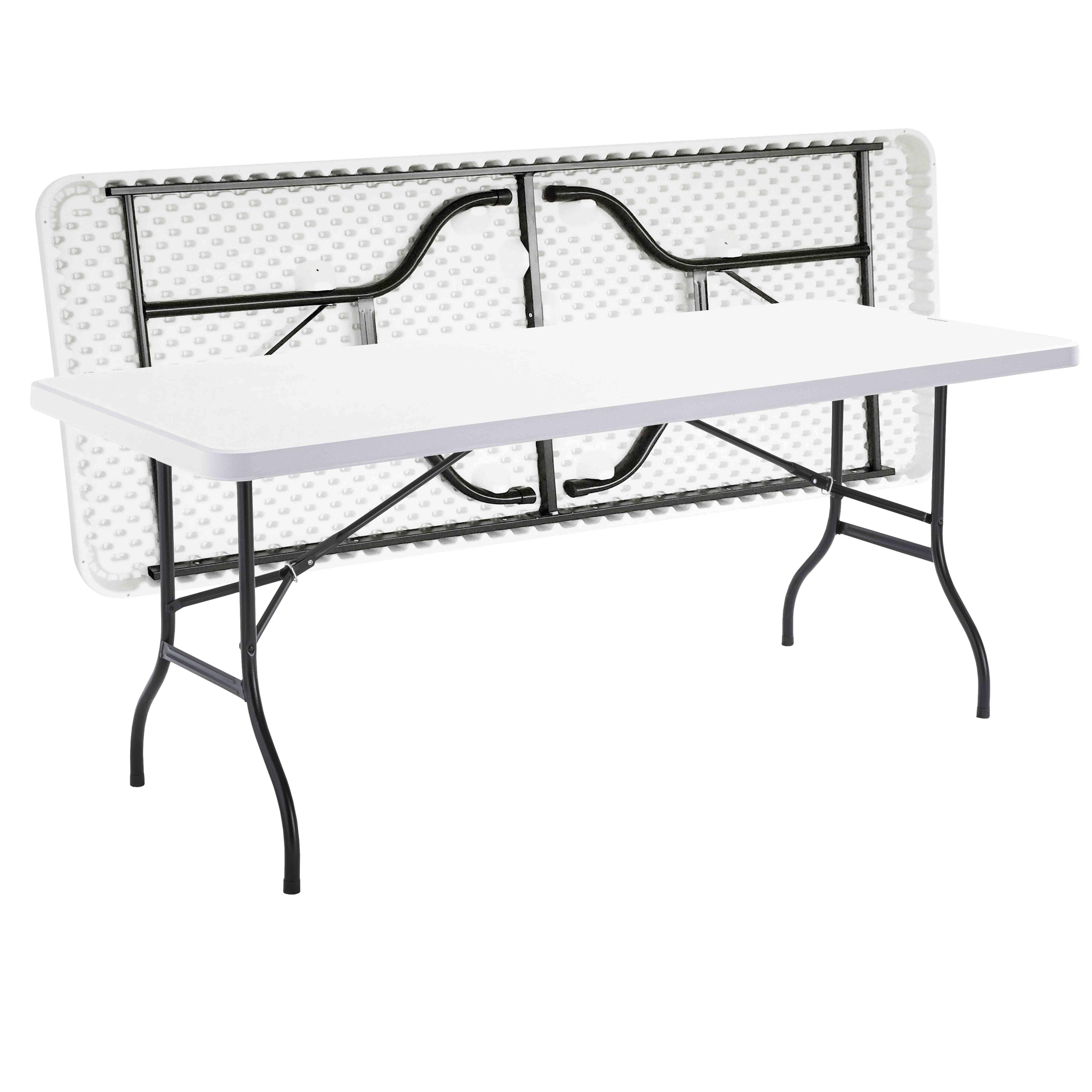 Oviala - Table de jardin pliante 8 places Blanc - 180cm x 74cm x 75cm - Oviala - Image 1