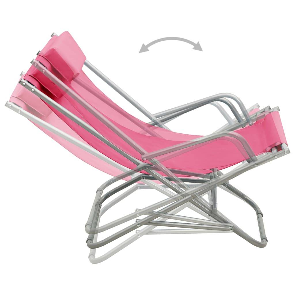 Maison Chic - 2 pcs Chais longue | Transat | Chaises à bascule Acier Rose - Image 5