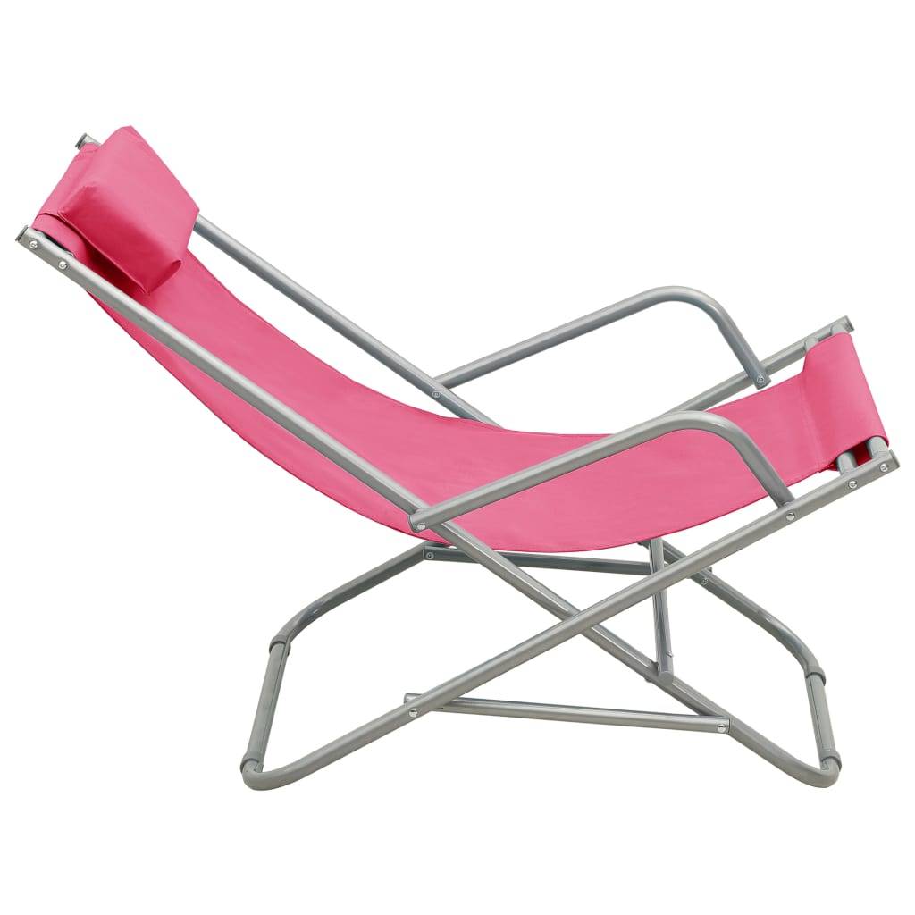Maison Chic - 2 pcs Chais longue | Transat | Chaises à bascule Acier Rose - Image 4