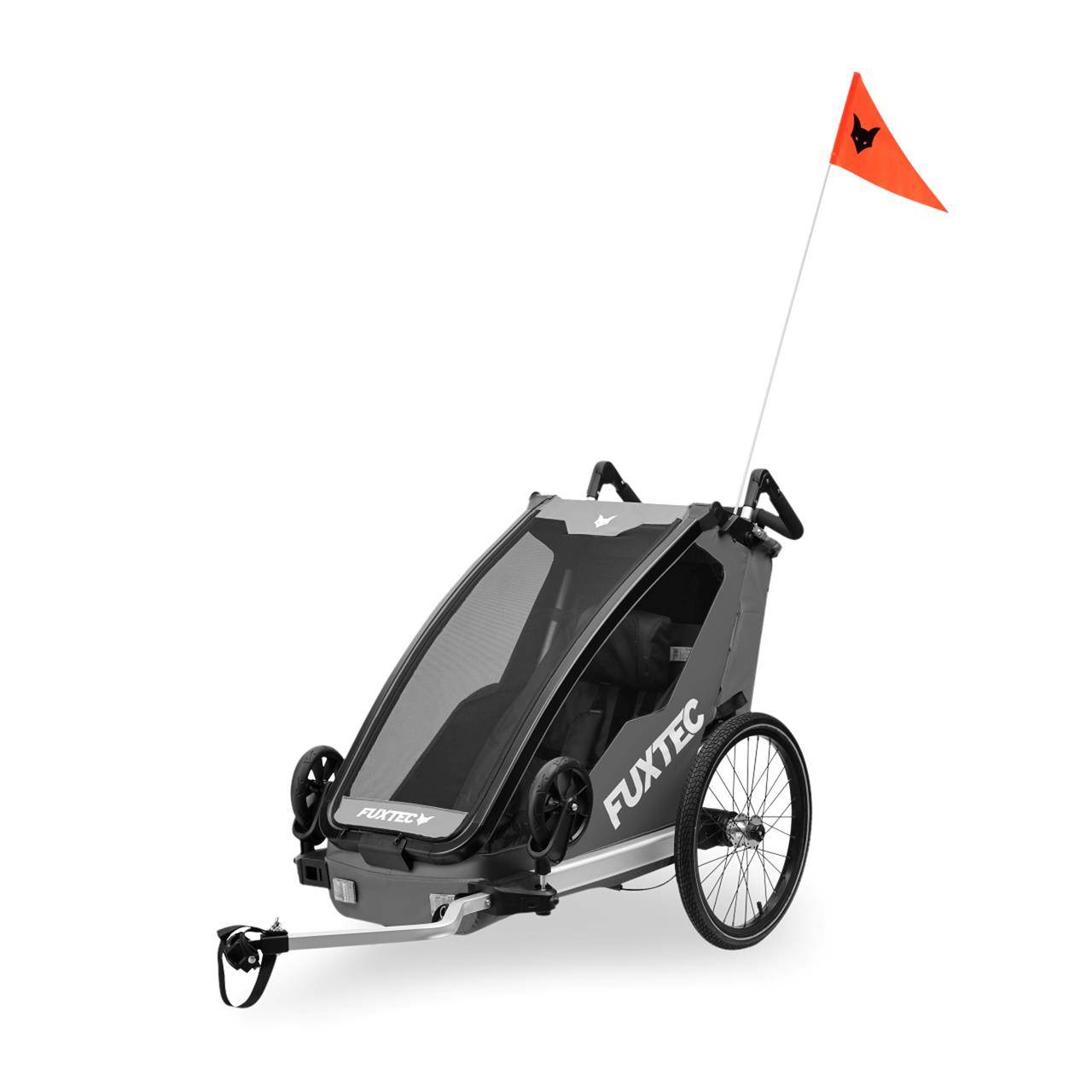 FUXTEC - Remorque vélo enfant FUXTEC FX-FA1S Sport Cruiser Mini - poussette 2-en-1 pliable - roues gonflables - gris - Image 2