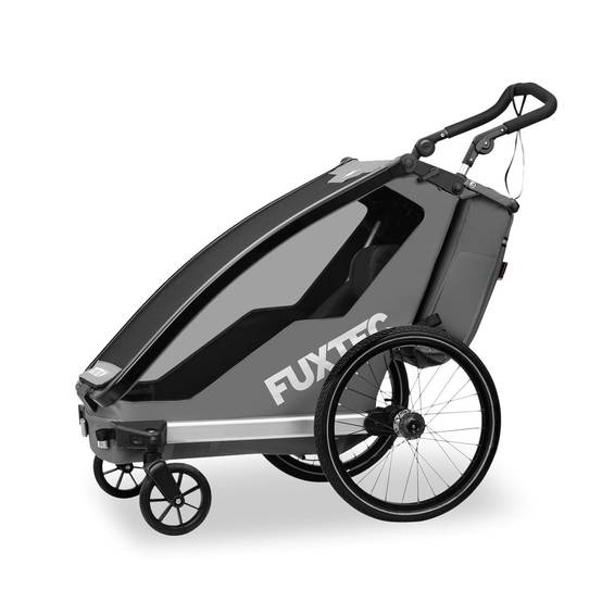 FUXTEC - Remorque vélo enfant FUXTEC FX-FA1S Sport Cruiser Mini - poussette 2-en-1 pliable - roues gonflables - gris - Image 3