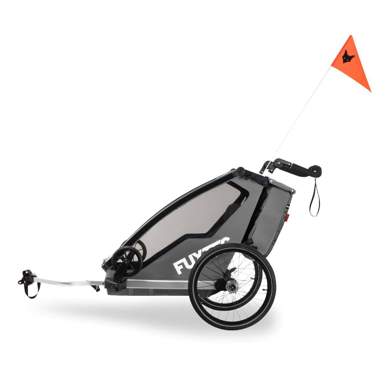 FUXTEC - Remorque vélo enfant FUXTEC FX-FA1S Sport Cruiser Mini - poussette 2-en-1 pliable - roues gonflables - gris - Image 9