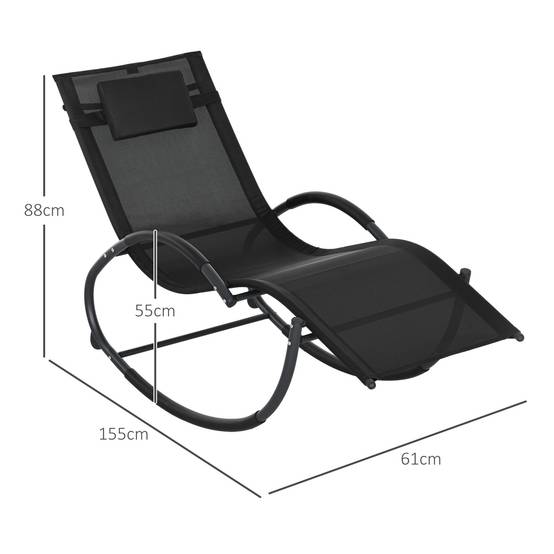 Chaise longue à bascule aluminium noir 393.7 x 154.94 x 223.52 cm - PANGIVO - Image 5