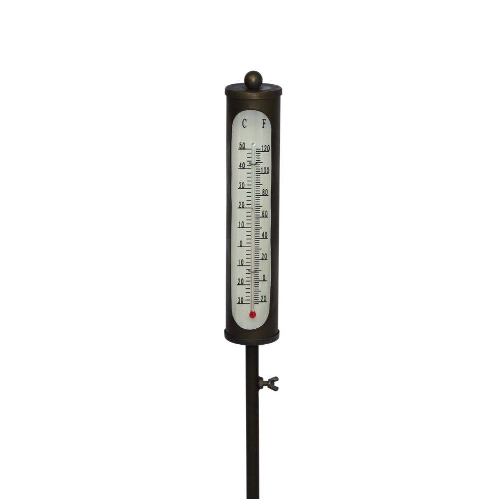 Chemin De Campagne - Grand thermomètre extérieur tuteur plante à piquer métal doré 114cm Chemin de campagne
