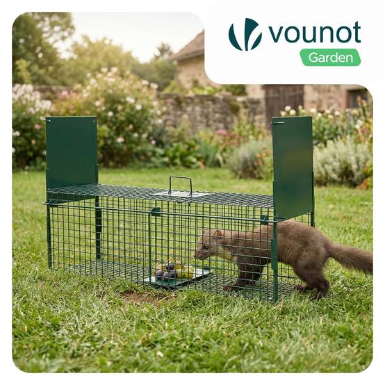 Piege pour animaux vivants cage trappe en metal 100x29x40cm vert - Image 2