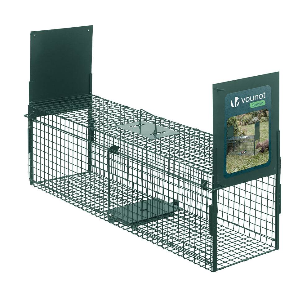 Piege pour animaux vivants cage trappe en metal 100x29x40cm vert - Image 1