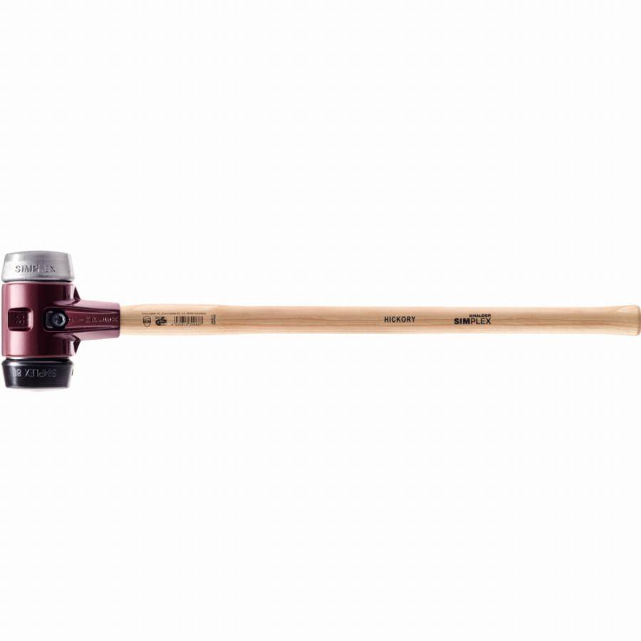 Marteau de frappeur HALDER SIMPLEX Caoutchouc chargé / métal doux avec boîtier en fonte malléable, manche en bois hickory de haute qualité - D=80 mm -
