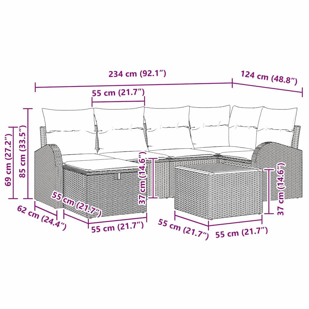 ComfortXL - Ensemble de canapés 6 places en poly rotin avec table de jardin Beige – ComfortXL Outdoor Living - Image 3