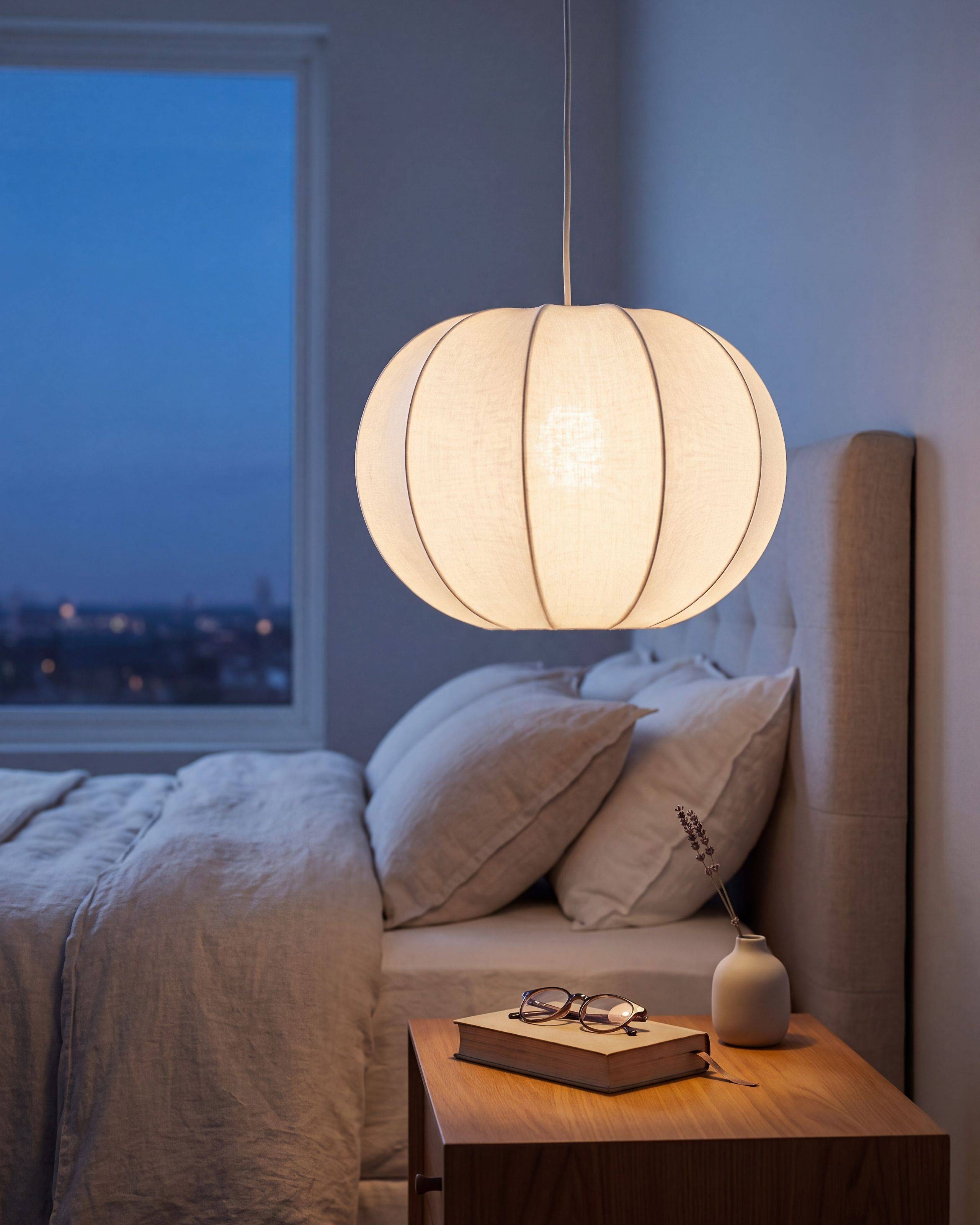 Beliani - Lampe suspension Nylon Blanc MARIARA - 29x29x75- Beliani - Image 1