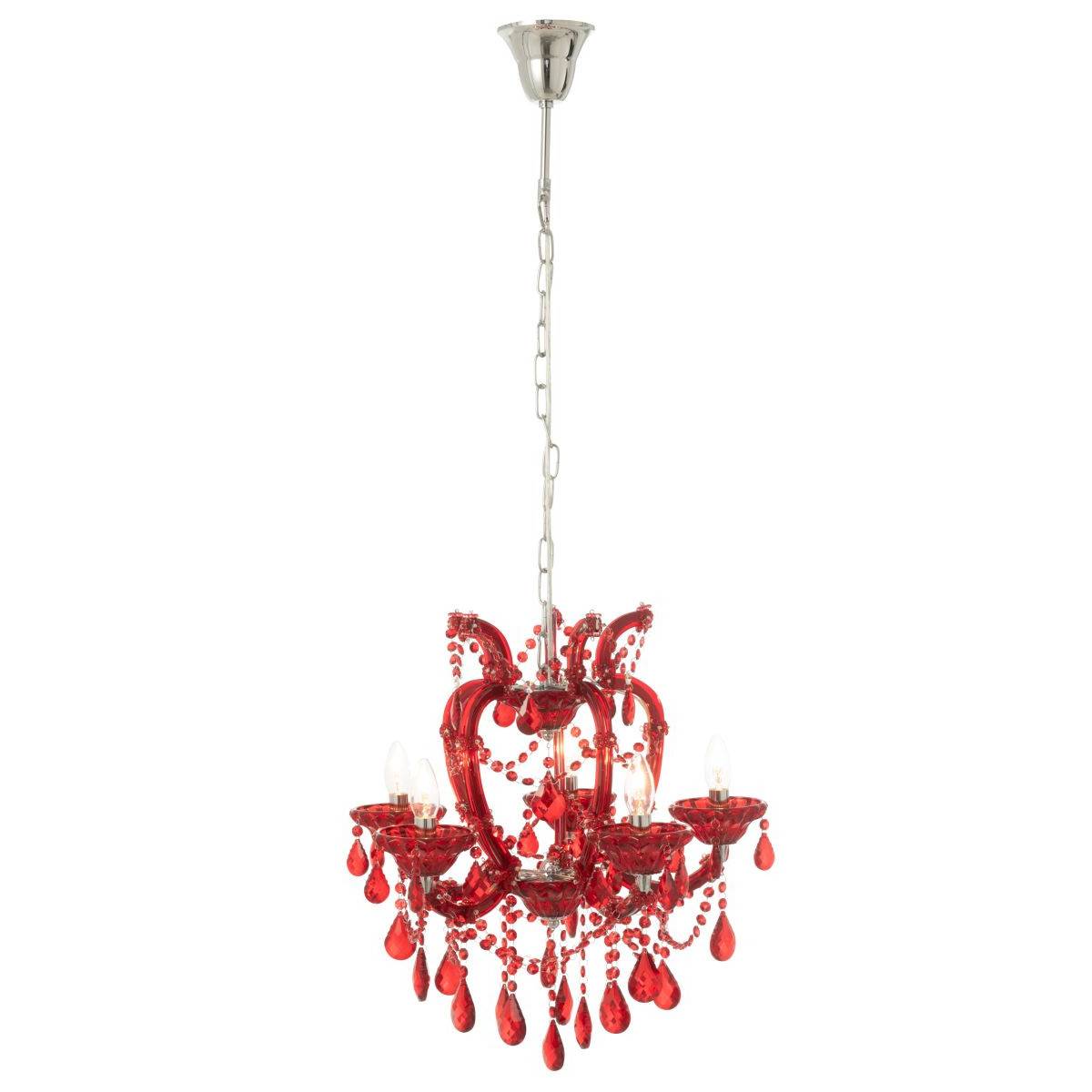 J-Line - Lustre en Verre "Antique" 57cm Rouge - Image 2