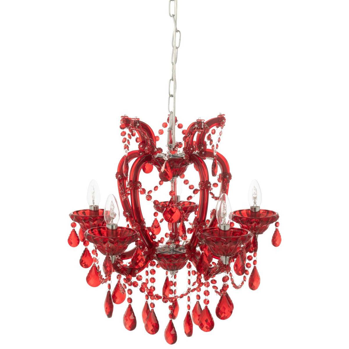 J-Line - Lustre en Verre "Antique" 57cm Rouge - Image 3