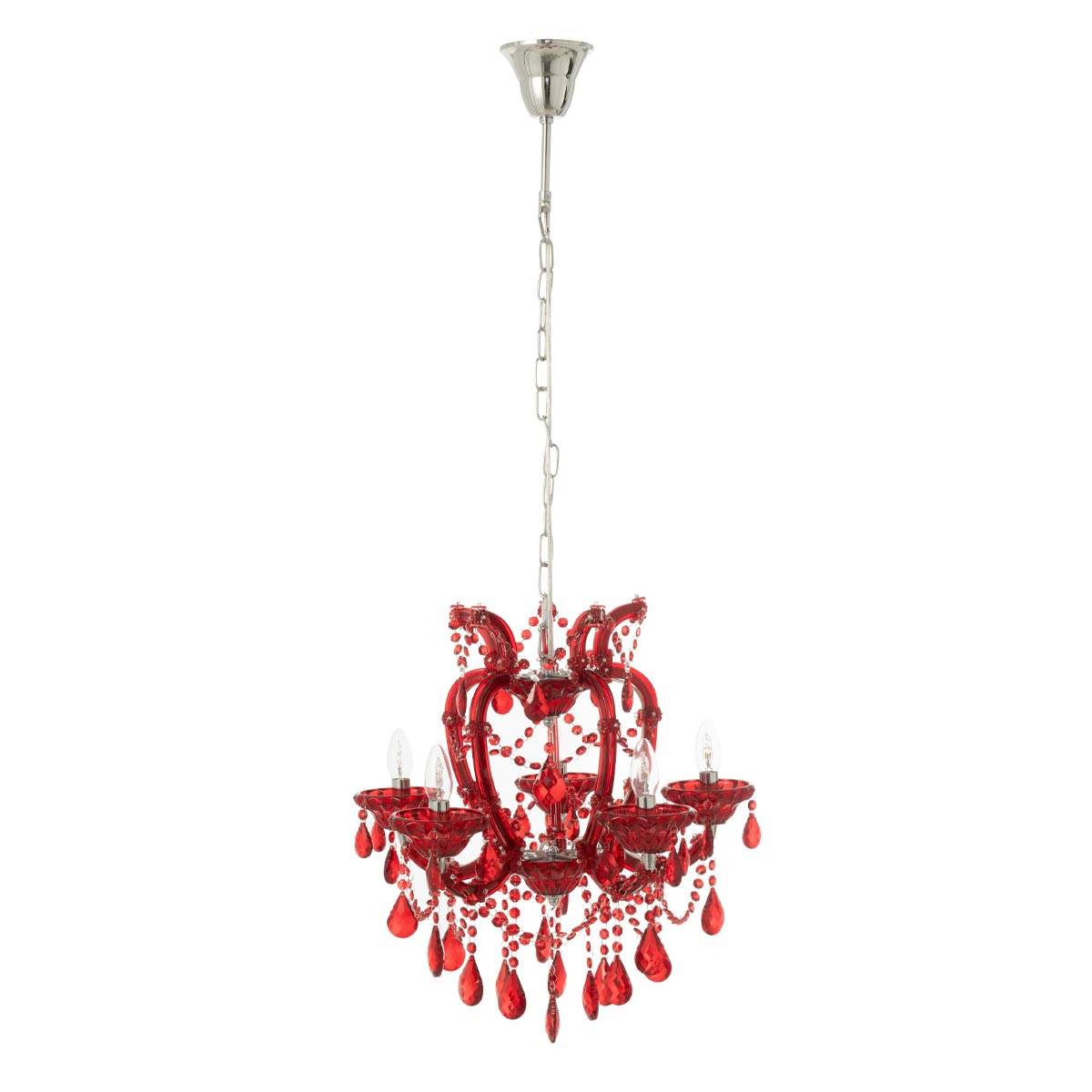J-Line - Lustre en Verre "Antique" 57cm Rouge - Image 1