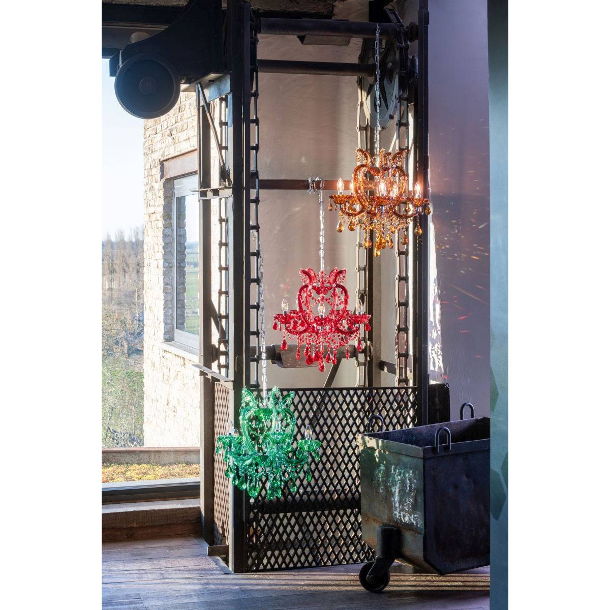 J-Line - Lustre en Verre "Antique" 57cm Rouge - Image 6