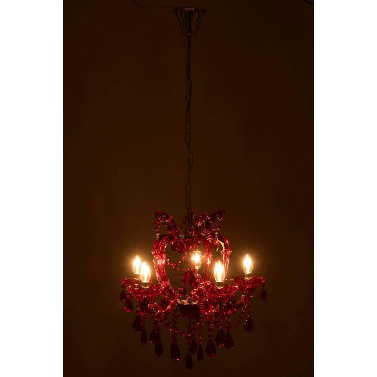 J-Line - Lustre en Verre "Antique" 57cm Rouge - Image 4