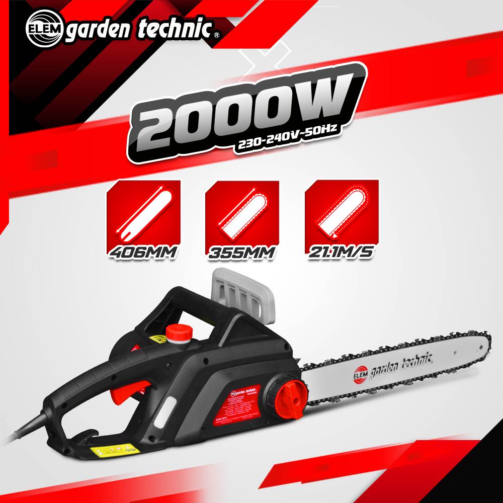 Elem Garden Technic - Tronçonneuse électrique 2000W - Guide 40cm - 12,1 m/s - Elem garden - Image 2