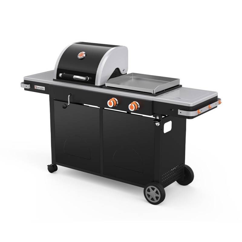 Brasero - Plancha gaz et barbecue charbon Bi‑Energy L - BRASERO BY FAVEX – 2 x 3,6 kW – Plaque inox – réglage charbon – 10 à 12 convives - Image 1