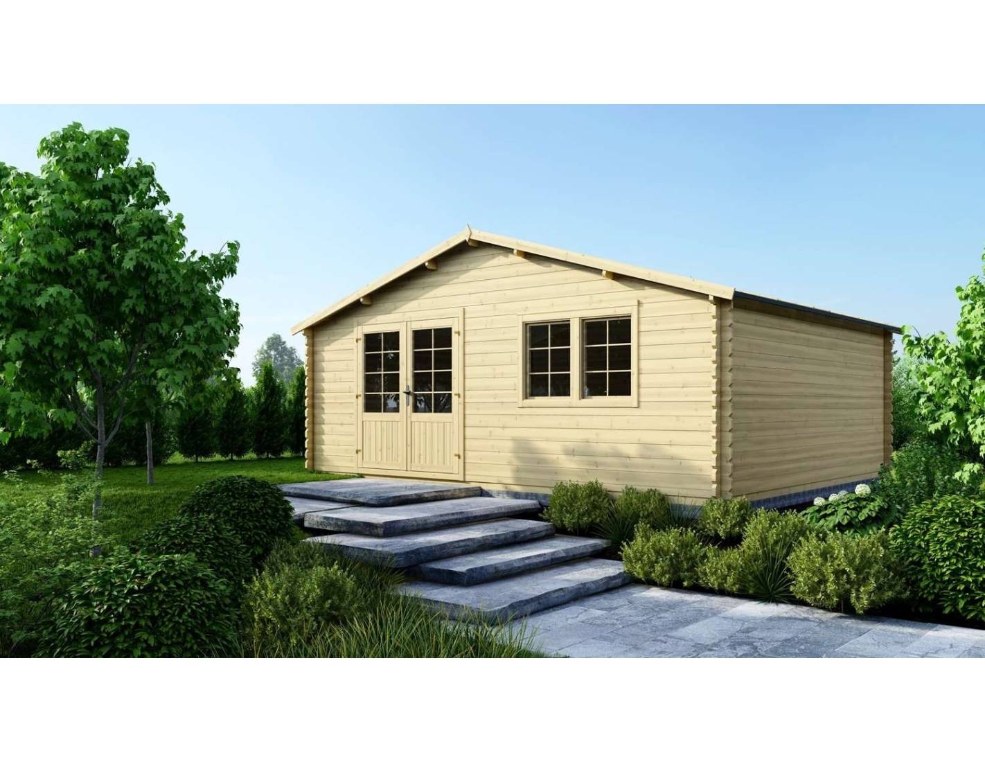 Altanka - Abri de jardin bois 30 m² 6×5 m madriers 40 mm avec double porte et toiture double pente – Altanka - Image 2