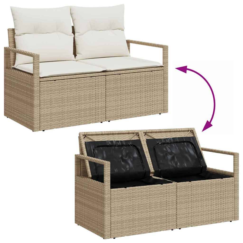 Set Canapé Jardin 8 Pcs Rotin Synthétique & Bois Charme Naturel Beige et Crème – ComfortXL Outdoor Living - Image 8