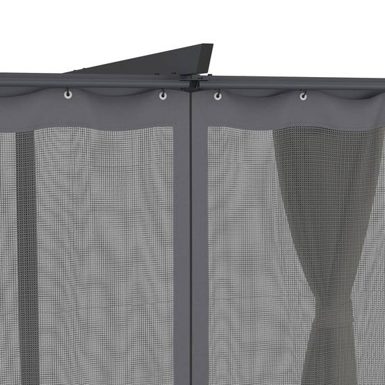 Pergola édition intégrale moustiquaire toit rétractable 3x4 M et 4 rideaux taupe - Image 8