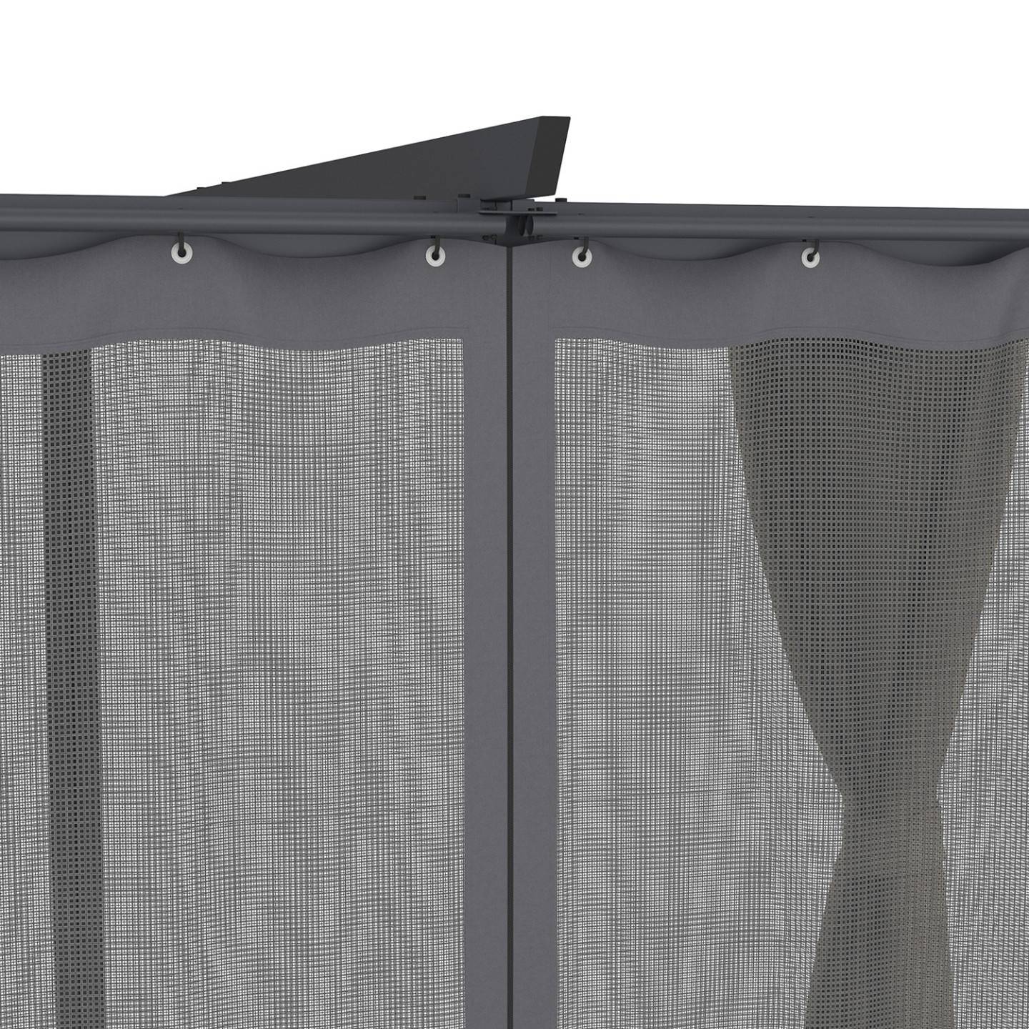 Pergola édition intégrale moustiquaire toit rétractable 3x4 M et 4 rideaux taupe - Image 8
