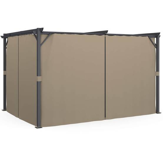 Pergola édition intégrale moustiquaire toit rétractable 3x4 M et 4 rideaux taupe - Image 6