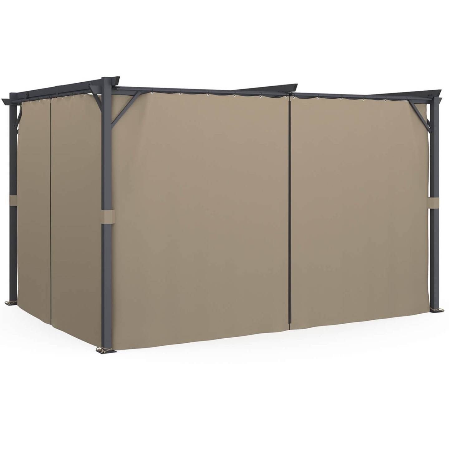 Pergola édition intégrale moustiquaire toit rétractable 3x4 M et 4 rideaux taupe - Image 6