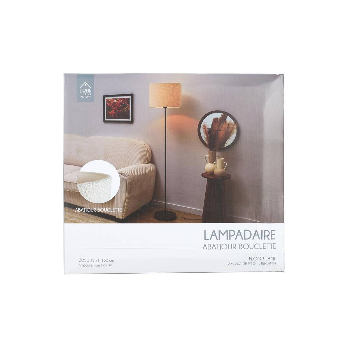 The Home Deco Factory - Lampadaire Design Bouclette "Natural" 150cm Noir - Image 8