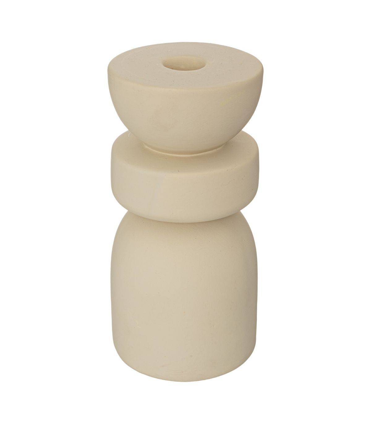Bougeoir Chandelier en Céramique Beige H 18 cm - Image 1