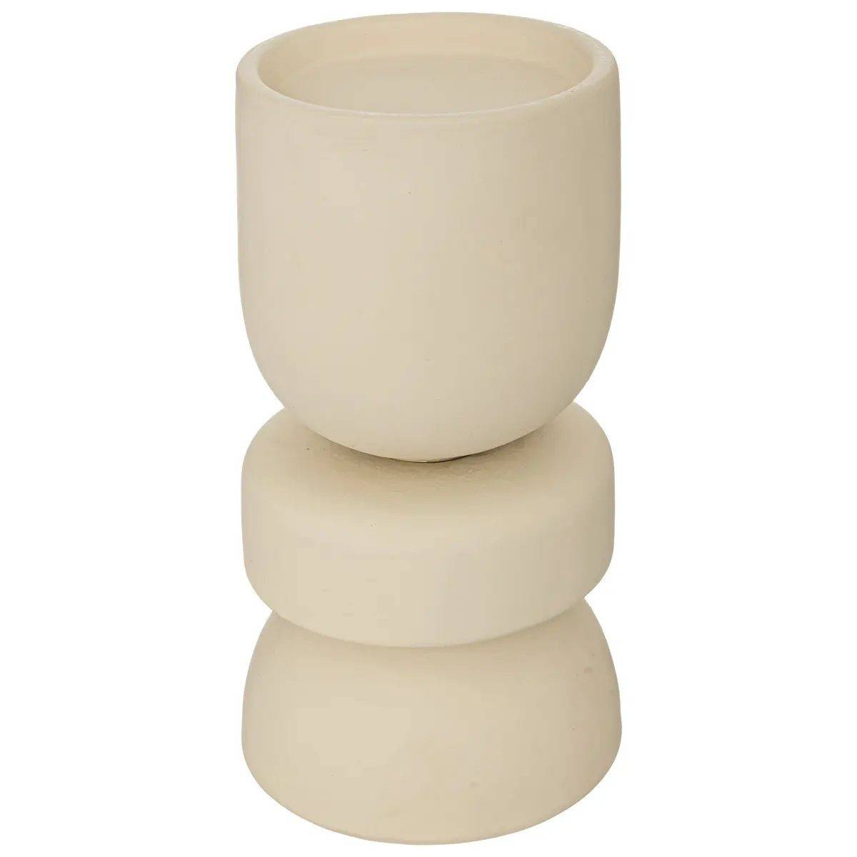 Bougeoir Chandelier en Céramique Beige H 18 cm - Image 4