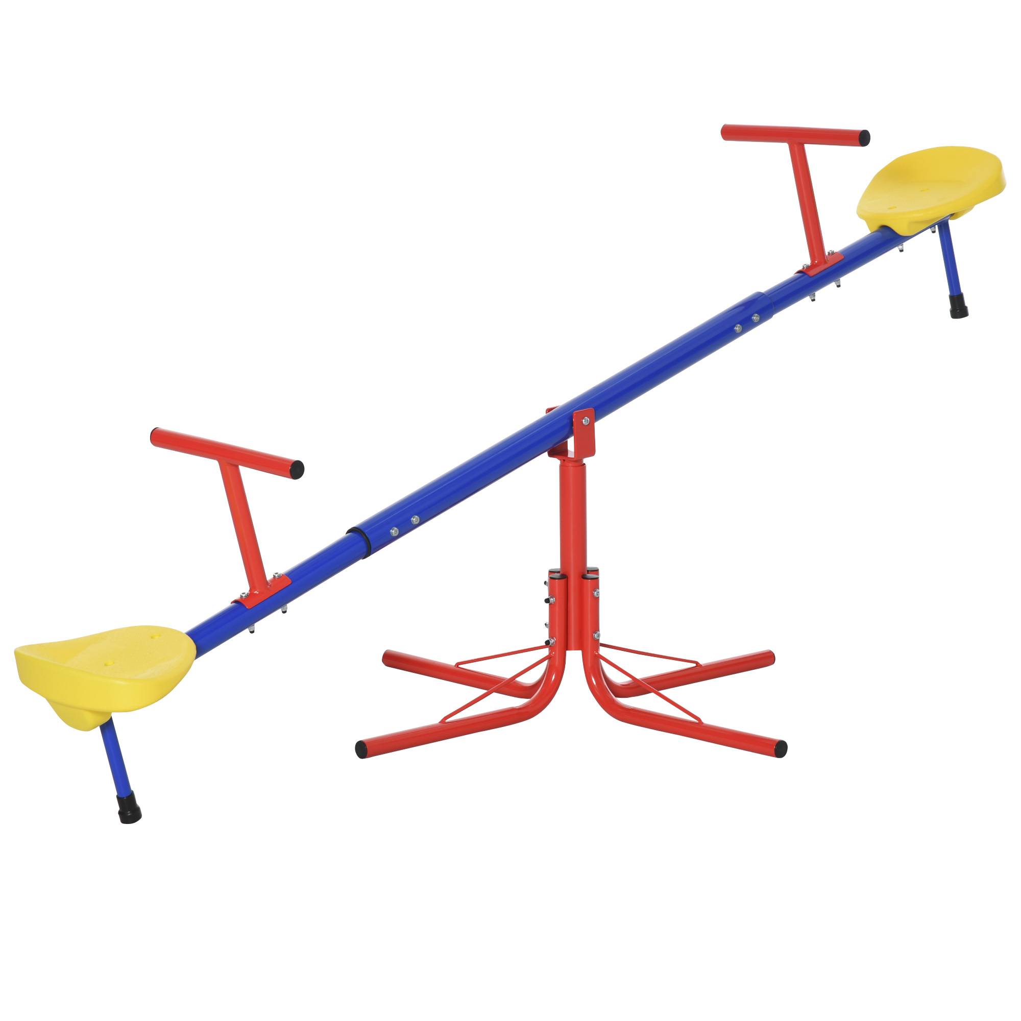 Balançoire double pivotante 360° enfants en métal et polypropylène, aire jeux multicolore - Image 1