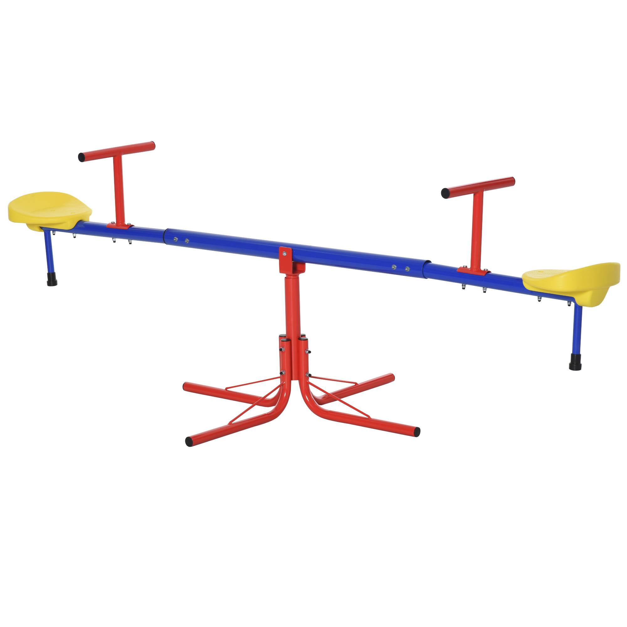Balançoire double pivotante 360° enfants en métal et polypropylène, aire jeux multicolore - Image 2