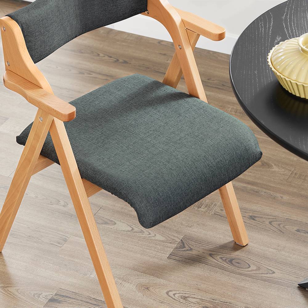 SoBuy Chaise Pliante en Bois avec Coussin - Cuisine, Salon, Bureau, Jardin, Gain de Place, Gris Foncé FST98-SG - Image 9