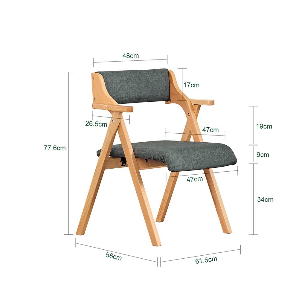 SoBuy Chaise Pliante en Bois avec Coussin - Cuisine, Salon, Bureau, Jardin, Gain de Place, Gris Foncé FST98-SG - Image 3