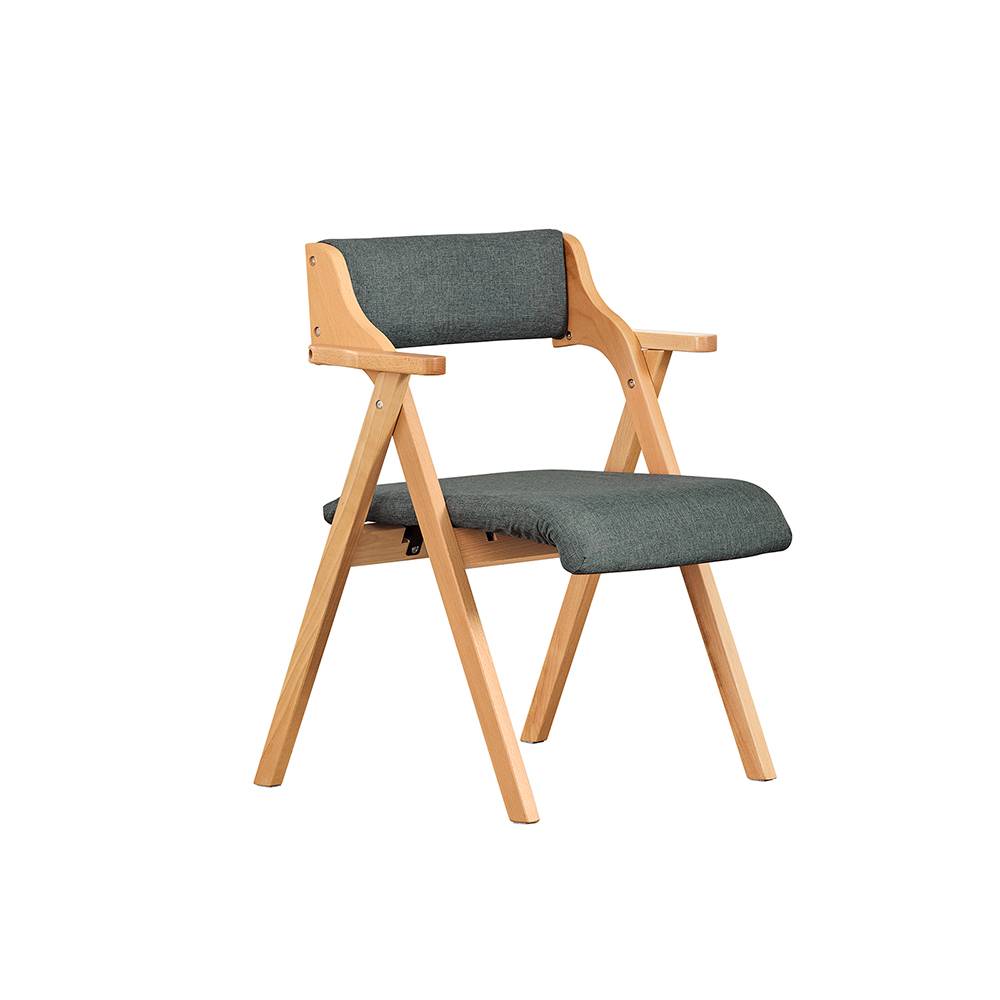 SoBuy Chaise Pliante en Bois avec Coussin - Cuisine, Salon, Bureau, Jardin, Gain de Place, Gris Foncé FST98-SG - Image 1
