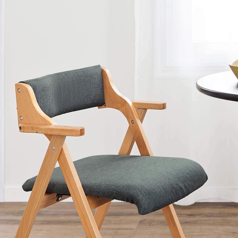 SoBuy Chaise Pliante en Bois avec Coussin - Cuisine, Salon, Bureau, Jardin, Gain de Place, Gris Foncé FST98-SG - Image 7