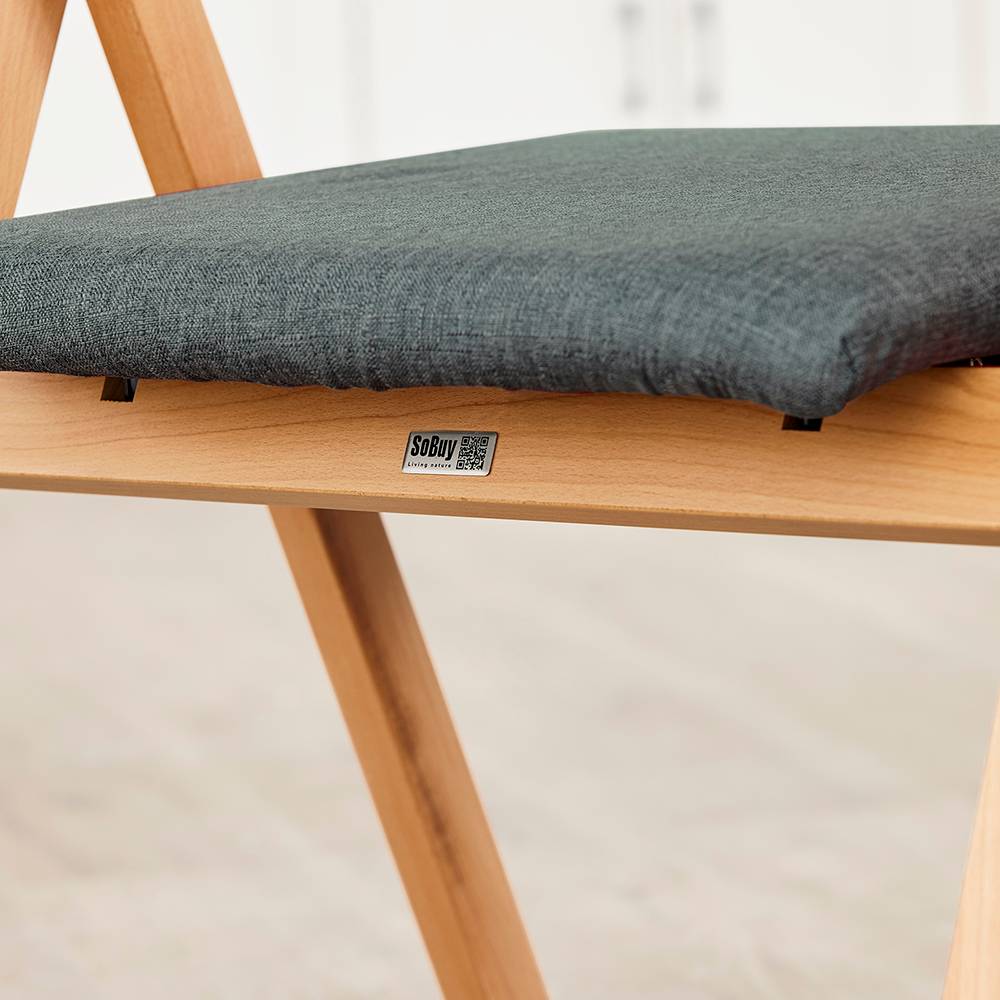 SoBuy Chaise Pliante en Bois avec Coussin - Cuisine, Salon, Bureau, Jardin, Gain de Place, Gris Foncé FST98-SG - Image 10