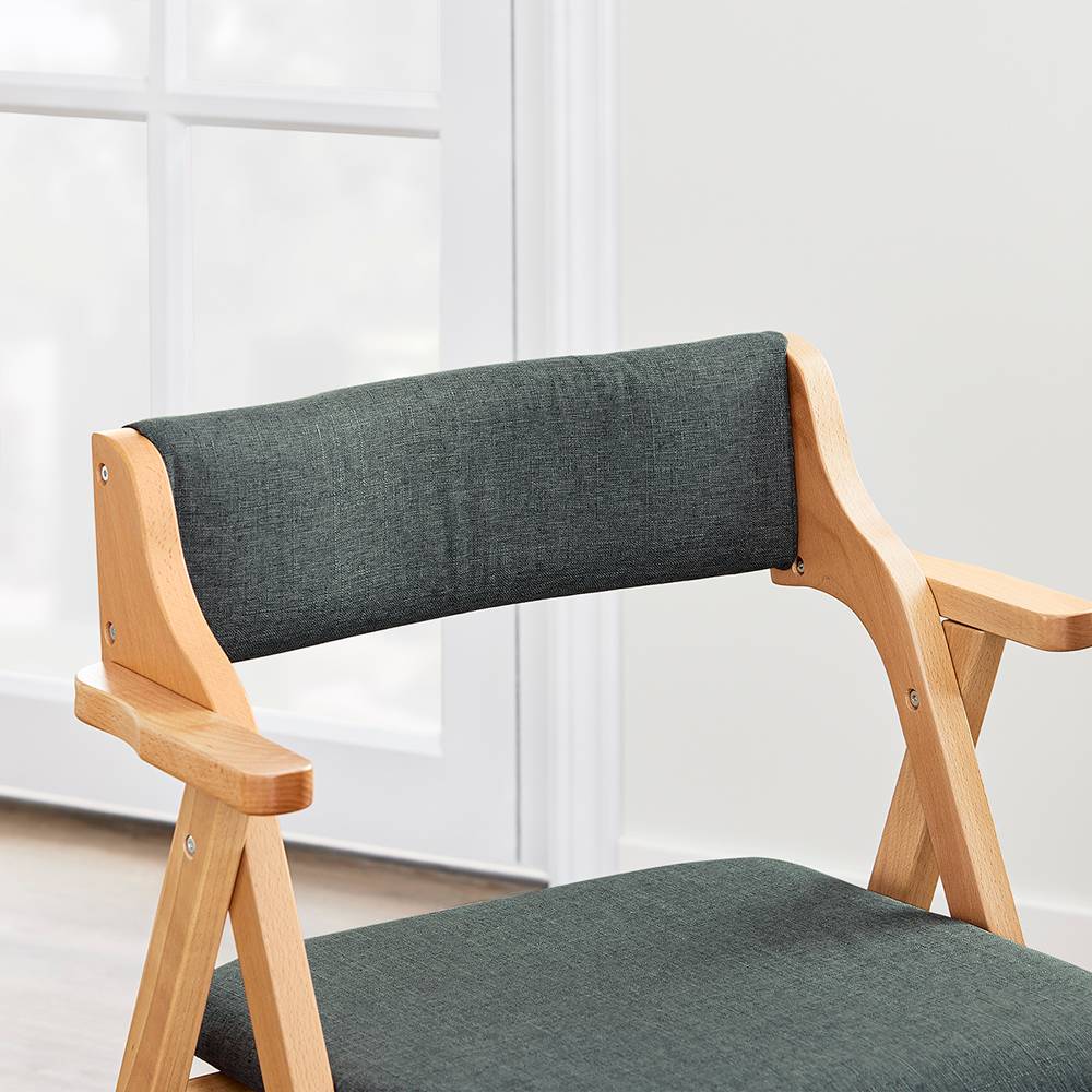 SoBuy Chaise Pliante en Bois avec Coussin - Cuisine, Salon, Bureau, Jardin, Gain de Place, Gris Foncé FST98-SG - Image 8